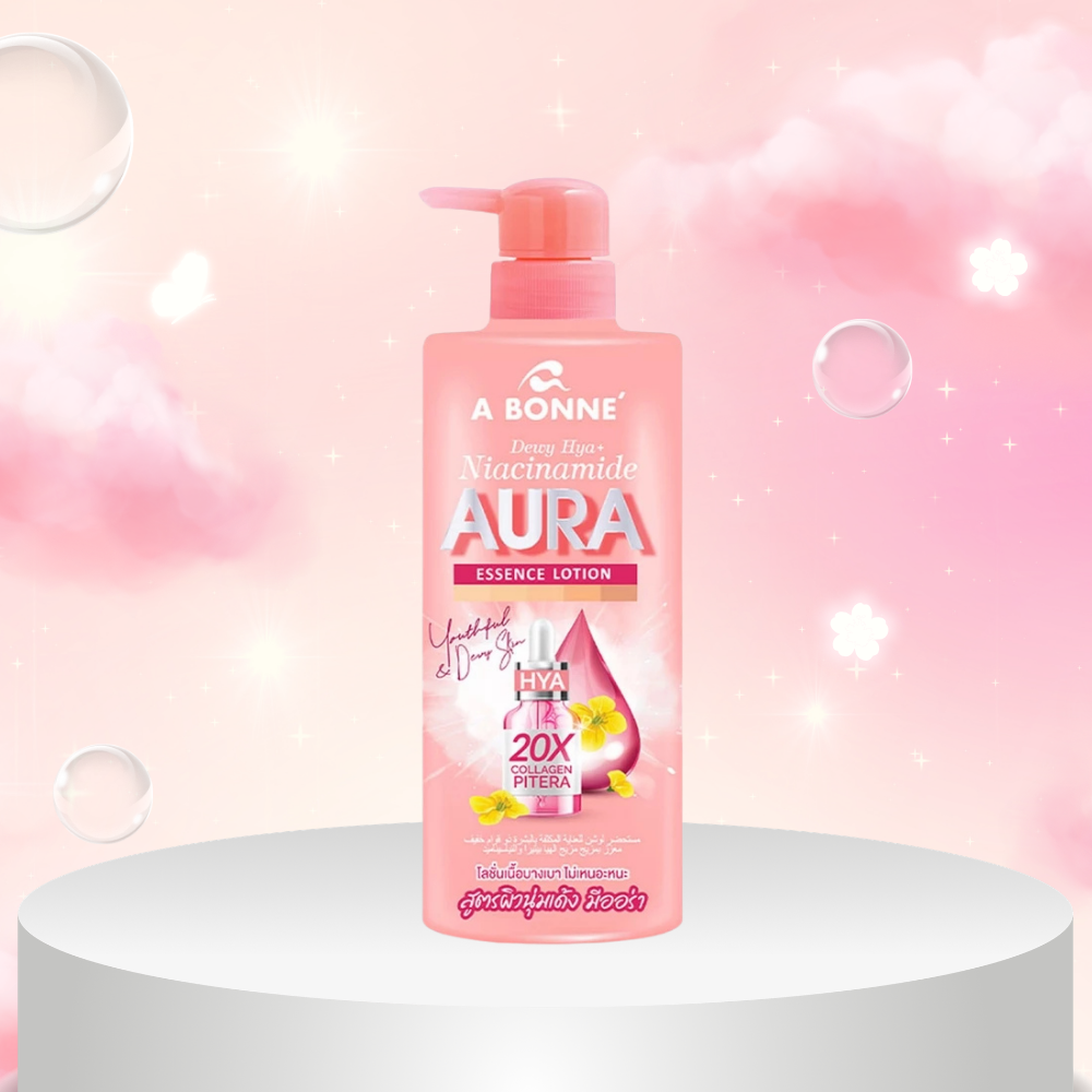 Aura Essence Lotion Dewy Hya Niacinamide 20X Collagen Pitera Pump 500ML