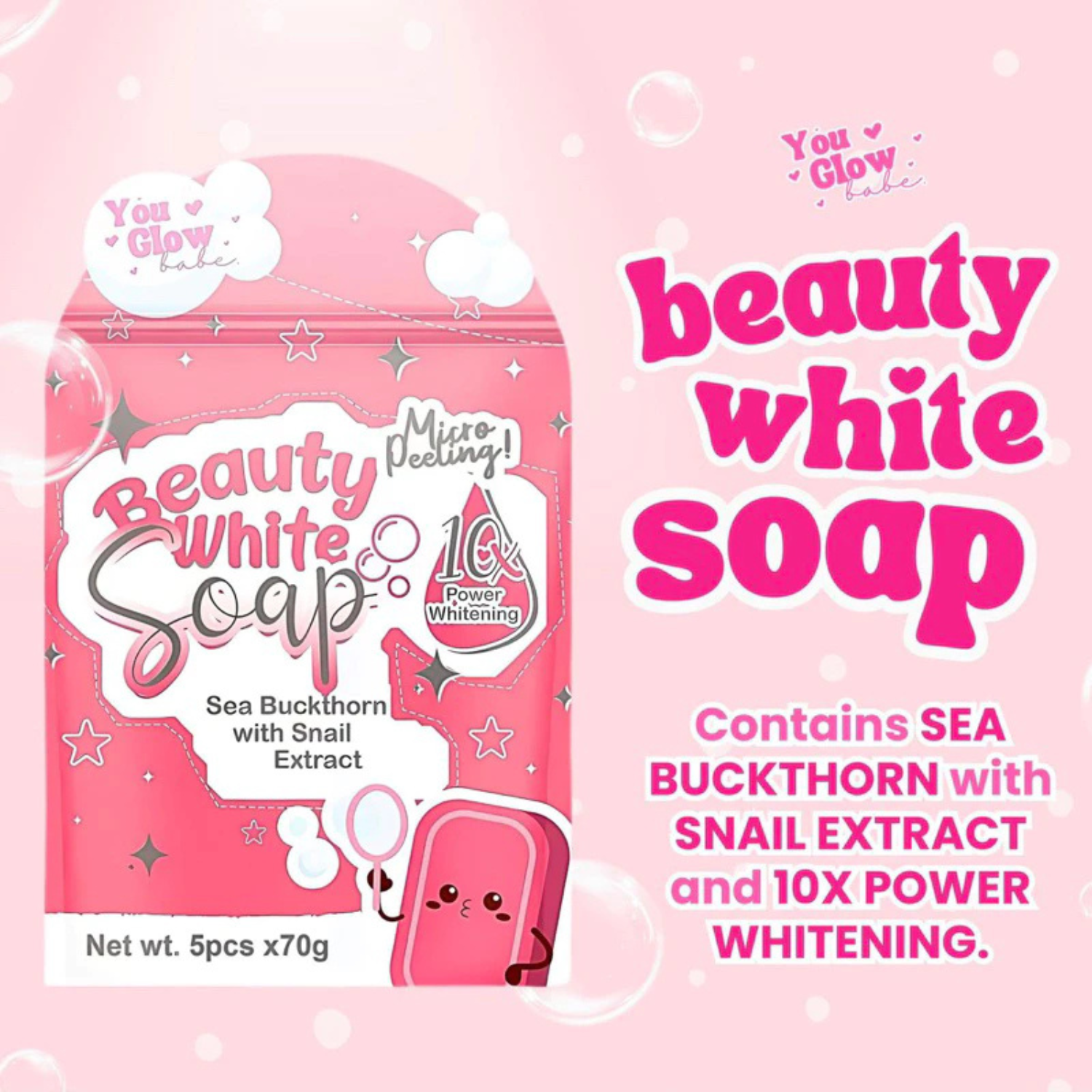 Beauty White Soap Micro Peeling Whitening Soap 5pcs